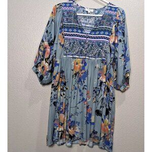 UMGEE Small BOHO Dress Colorful Mini Floral Pullover Beach Cottagecore